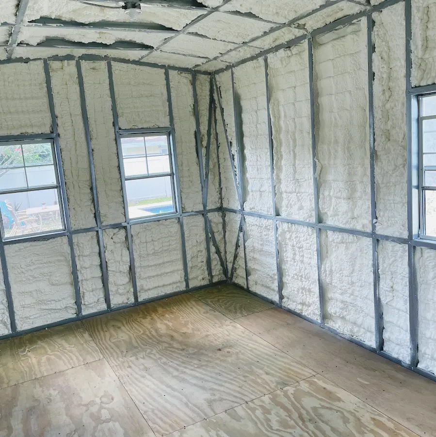 Closed-cell spray foam insulation applied to wall cavities in a residential project in West Hollywood